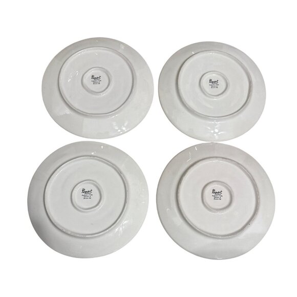 Set Of 4 Papart Seramik 10.5” Handpainted Dinner Plates Blue Aqua Coastal Turkey - Picture 3 of 5